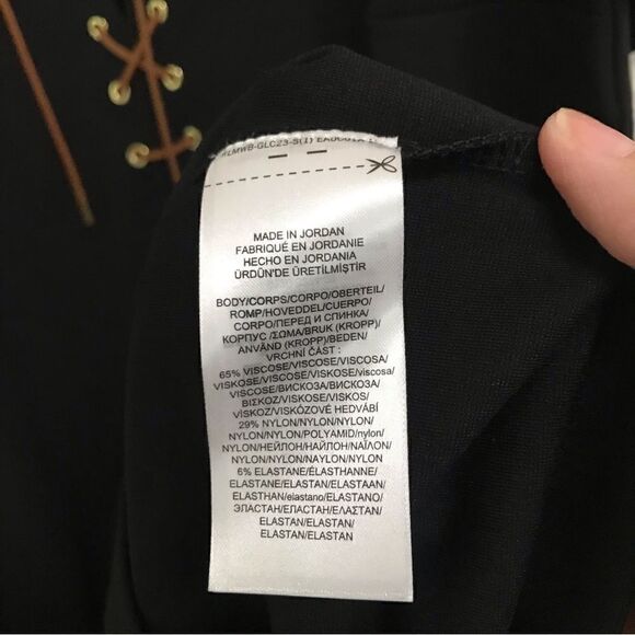 Lauren Ralph Lauren black ponte tie up short sleeve mini shift dress M - Picture 7 of 8